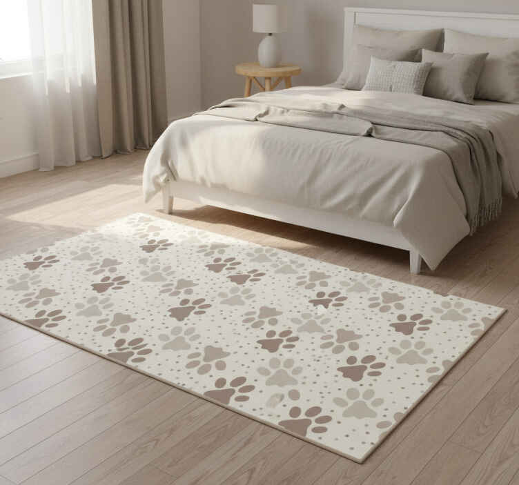 Bedroom vinyl rug with dog's paw print design - TenStickers