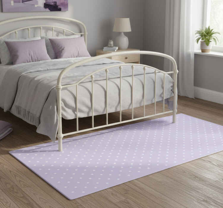 Bedroom vinyl rug in purple and white dot pattern - TenStickers