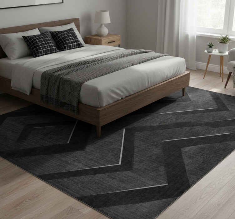 Bedroom vinyl rug with black steel stripes - TenStickers