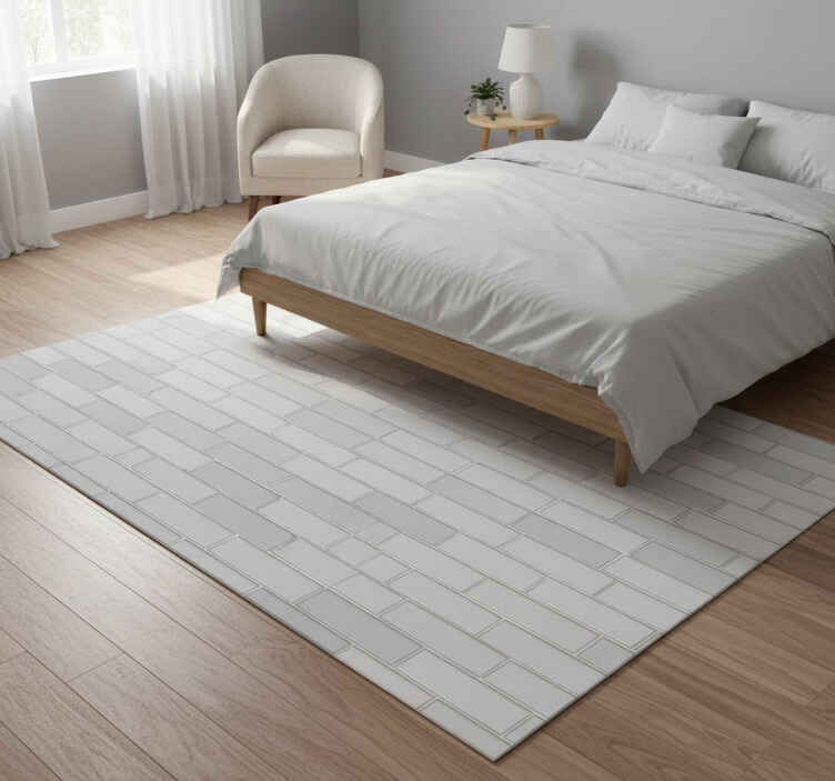 Bedroom vinyl rug in white brick design - TenStickers