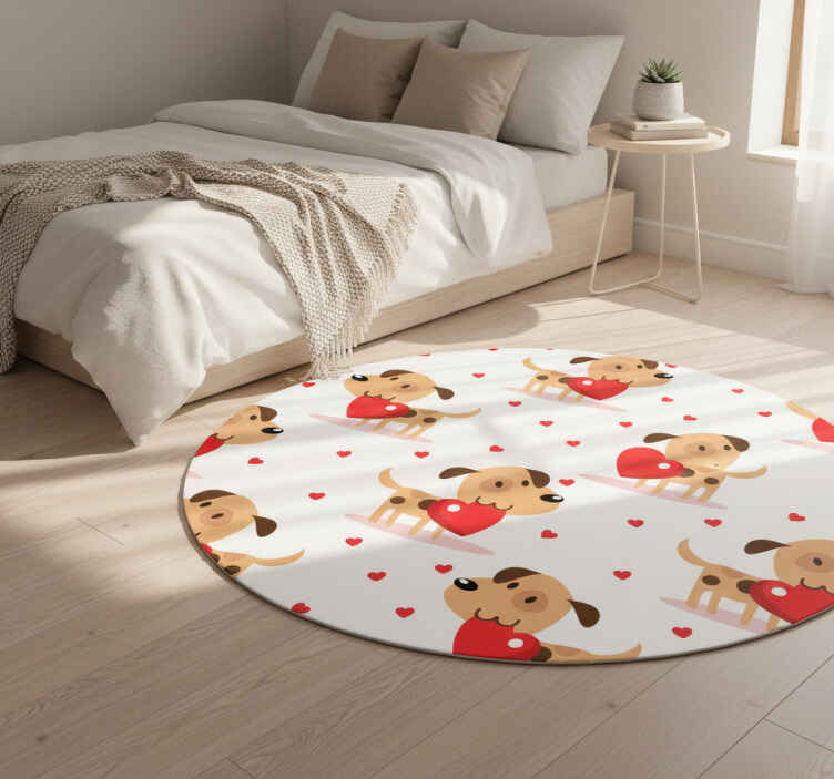 Red dogs bedroom vinyl rug - TenStickers