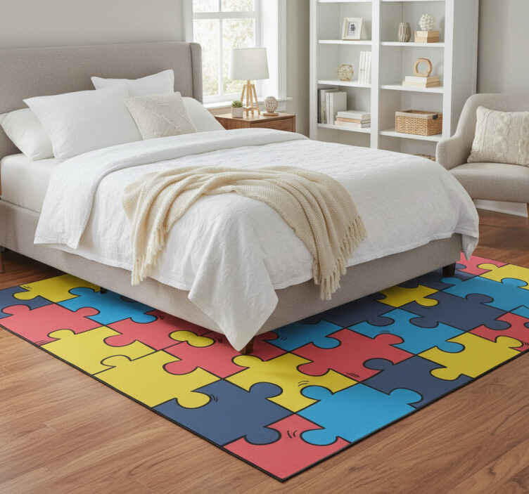 Rainbow puzzle bedroom vinyl rug - TenStickers