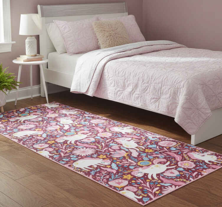 Bedroom vinyl rug with beautiful unicorn design - TenStickers