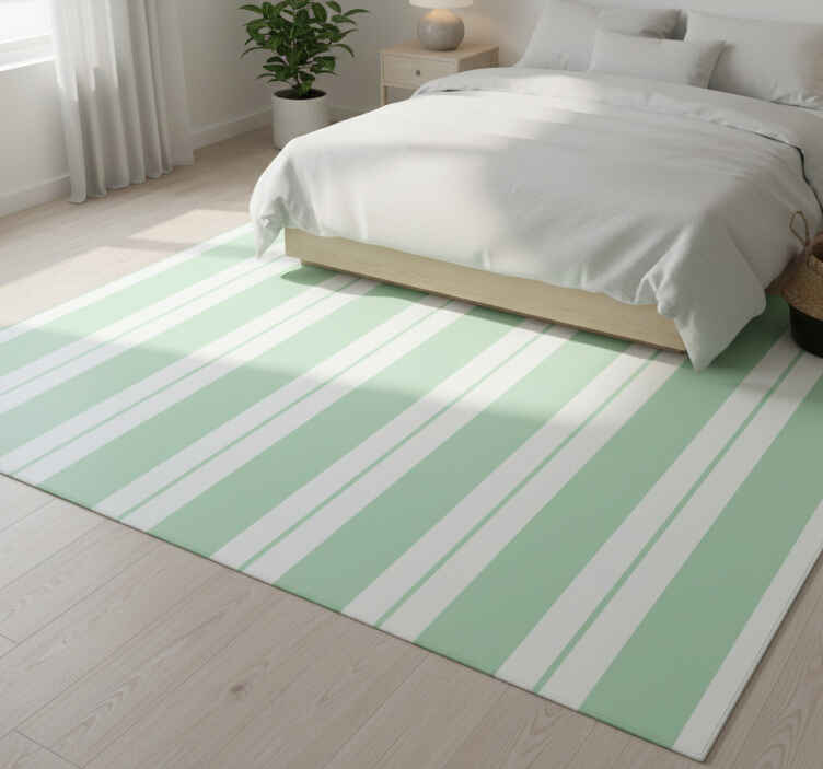Bedroom vinyl rug with green vertical stripes - TenStickers