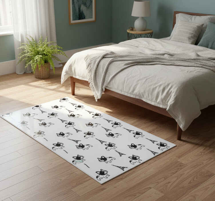 Vinyl tapijt slaapkamer franse bulldog in parijs - TenStickers