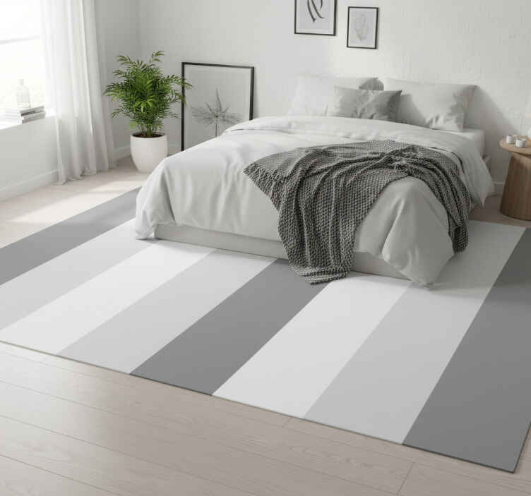 Bedroom vinyl rug in classic grey vertical stripes - TenStickers