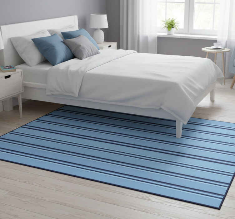 Bedroom vinyl rug with light blue vertical stripes - TenStickers