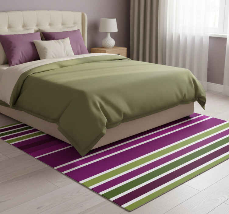 Bedroom vinyl rug with purple and green stripes - TenStickers