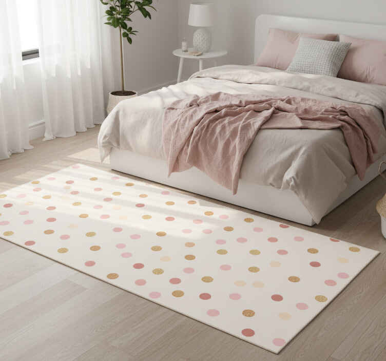 Alfombra vinílica dormitorio puntos irregulares rosa claro - TenVinilo