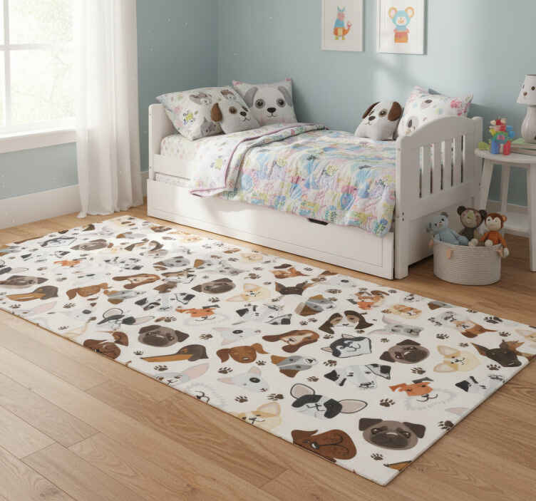 Alfombra vinílica dormitorio con diseño de perritos - TenVinilo