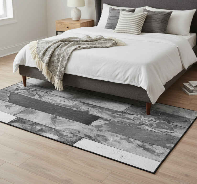 Bedroom vinyl rug in dark grey bricks - TenStickers