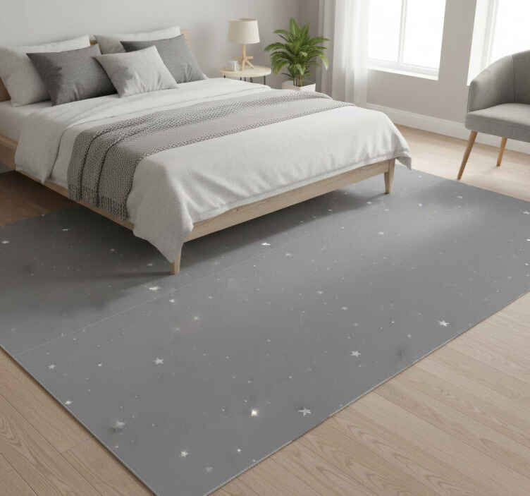 Bedroom vinyl rug with white stars on gray - TenStickers