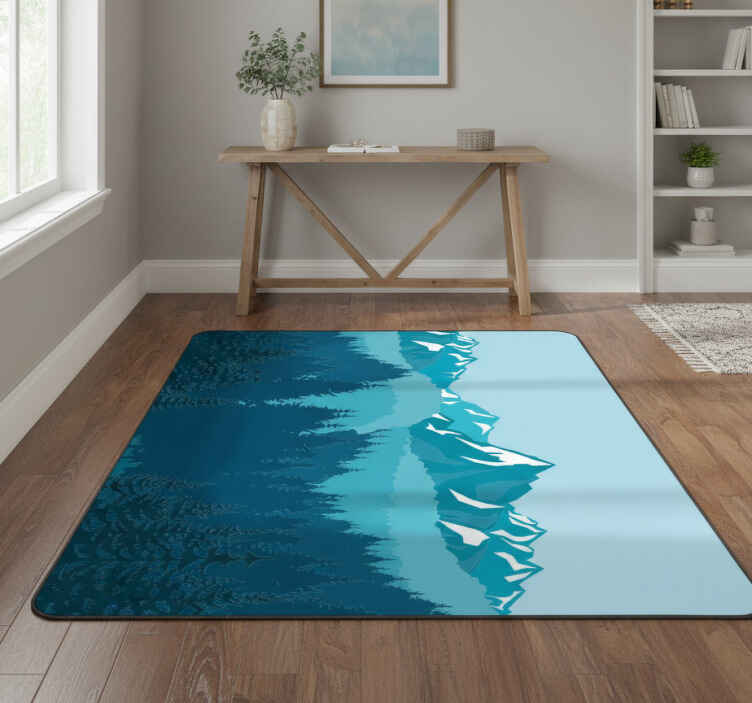 Nature vinyl rug full blue green landscape - TenStickers