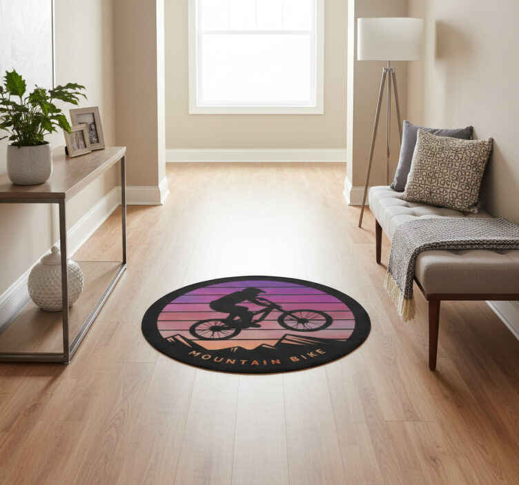 Nature vinyl rug mountain biker adventure - TenStickers