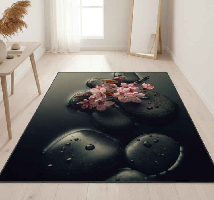 Alfombra vinílica naturaleza ambiente zen con piedra - TenVinilo