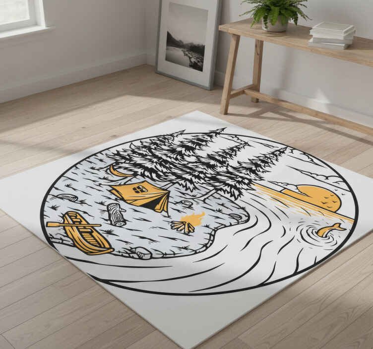 Nature vinyl rug with motorhome yellow scene - TenStickers