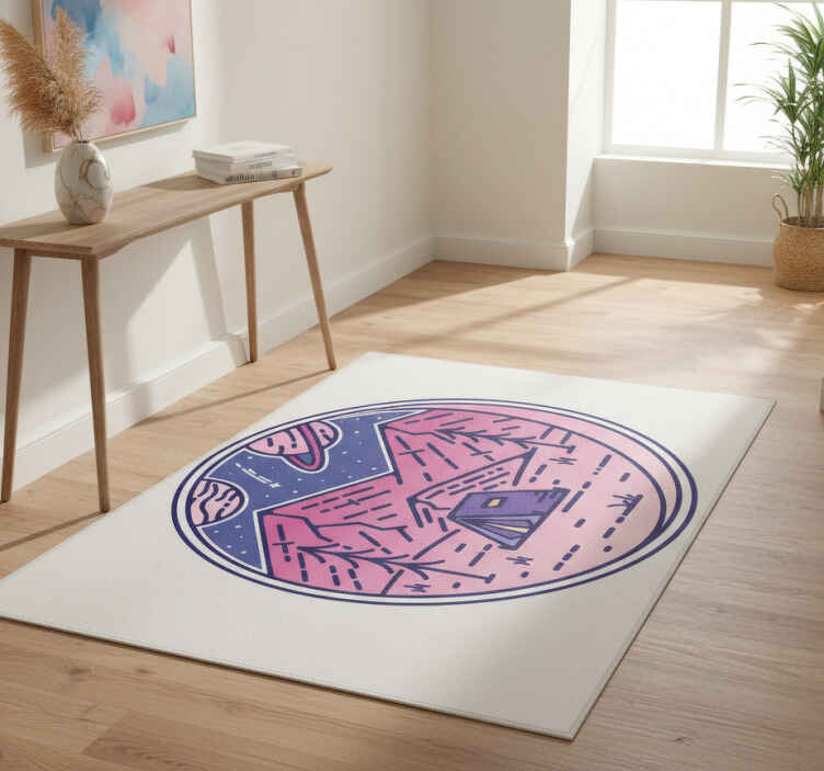 Nature vinyl rug pink mountains - TenStickers