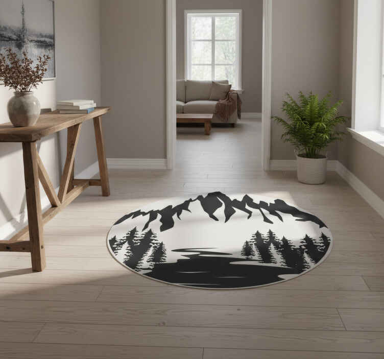 Alfombra vinílica naturaleza silueta de montañas - TenVinilo