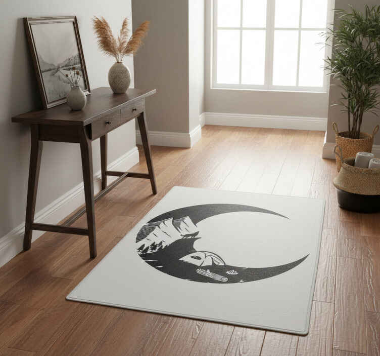 Nature vinyl rug mountain camping scene - TenStickers