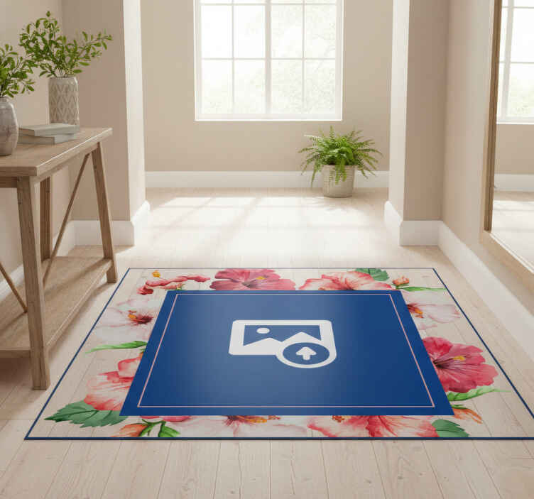 Nature vinyl rug hibiscus flower design - TenStickers