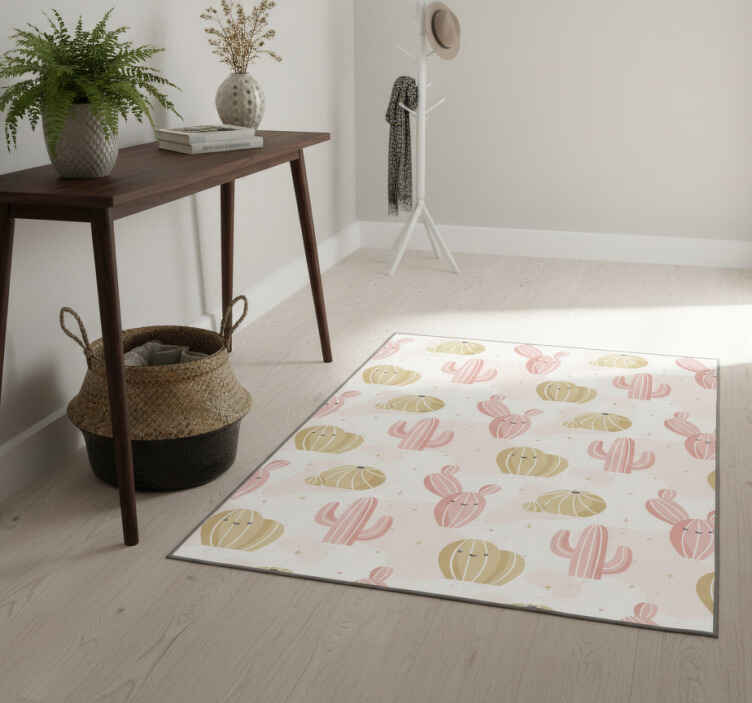 Alfombra vinílica naturaleza patrón de cactus lindo - TenVinilo