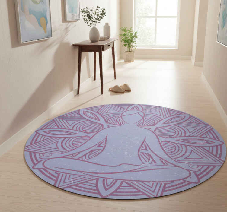 Nature vinyl rug meditative figure mandala - TenStickers