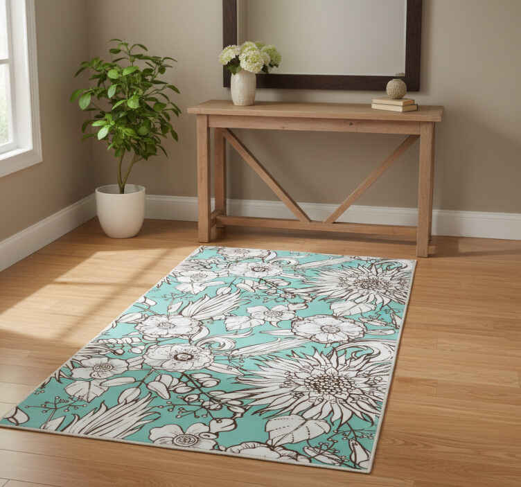 Nature vinyl rug with floral screen design - TenStickers