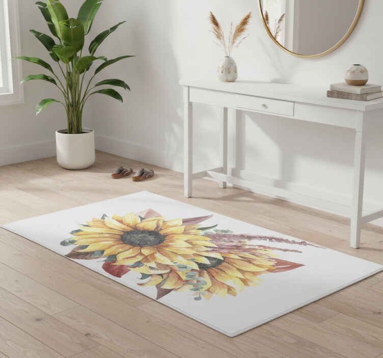 Nature vinyl rug sunflower floral design - TenStickers