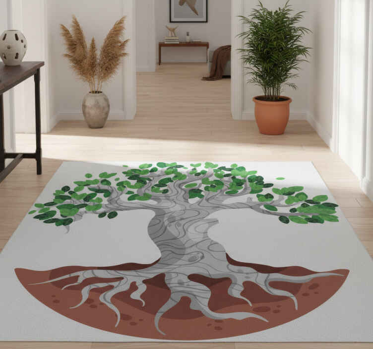 Nature vinyl rug with artistic tree roots - TenStickers
