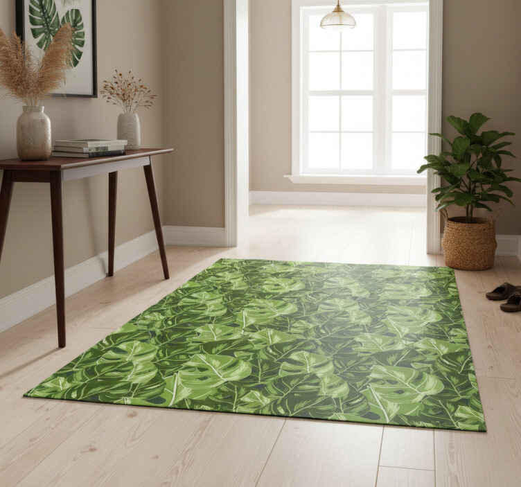 Alfombra vinílica naturaleza patrones de hojas exuberantes - TenVinilo