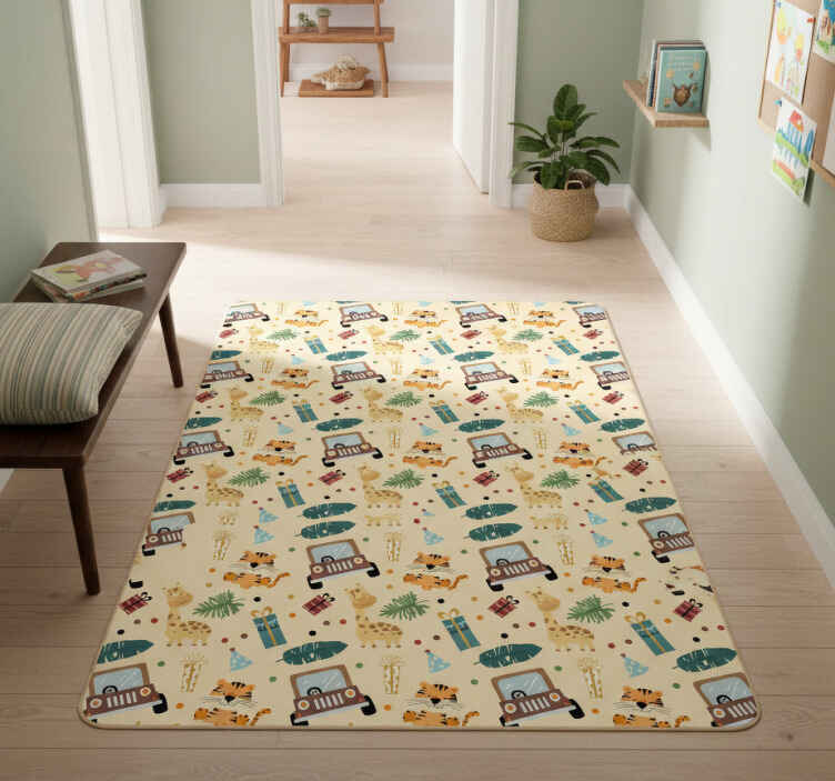 Nature vinyl rug playful safari designs - TenStickers