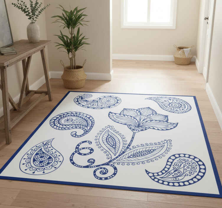 Nature vinyl rug botanical paisley design - TenStickers