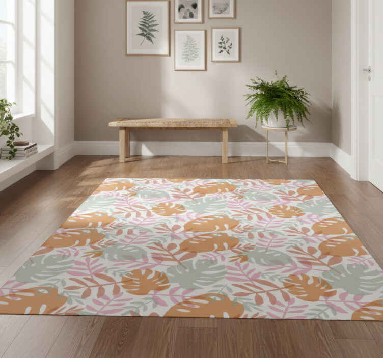 Nature vinyl rug with lush leaf design - TenStickers