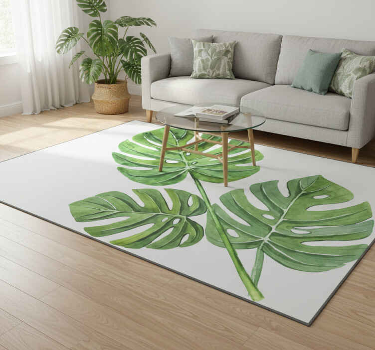 Vinil podovi cvijeće i biljke monstera akvarel listovi - TenStickers