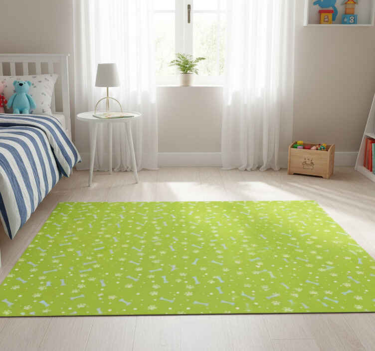 Alfombra vinílica dormitorio patas de perro azules y verdes - TenVinilo