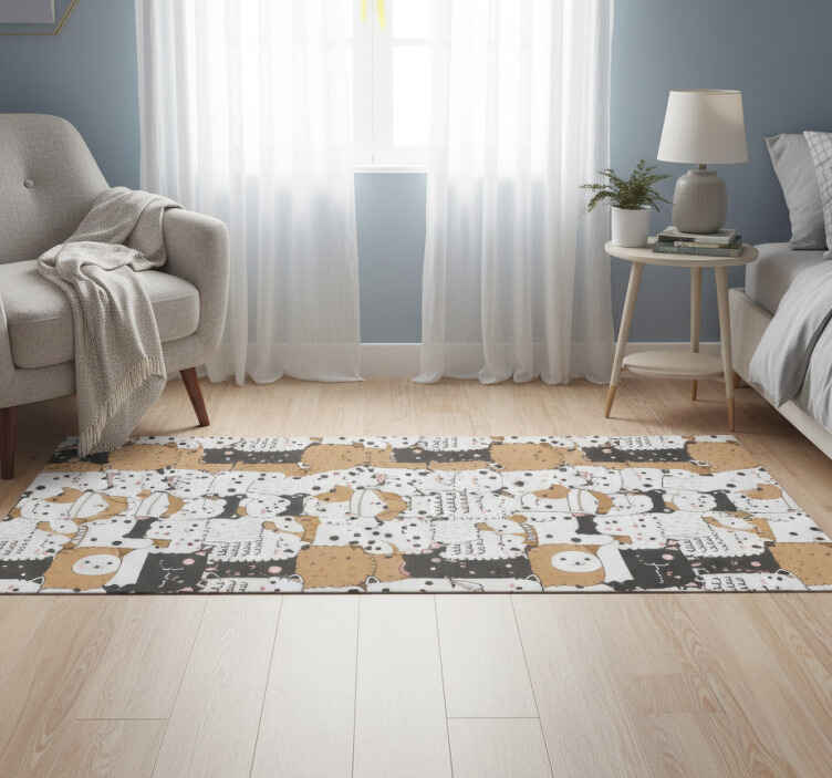 Bedroom vinyl rug with adorable seamless dogs - TenStickers