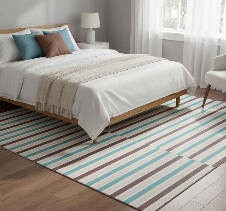 Bedroom vinyl rug in retro blue and white pattern - TenStickers