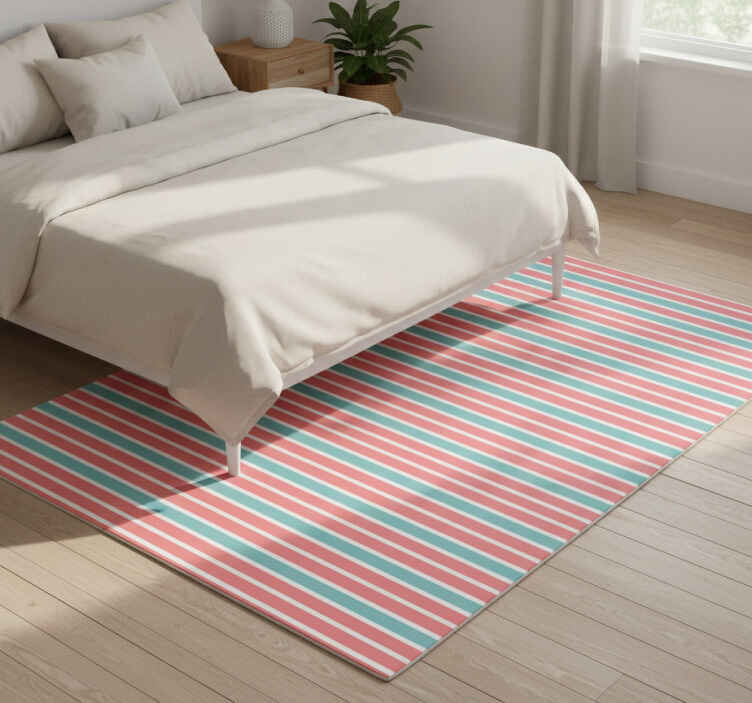 Bedroom vinyl rug with retro blue and pink pattern - TenStickers
