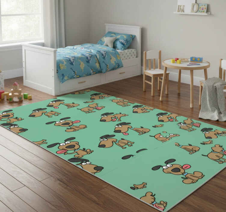Funny dog cartoon style bedroom vinyl rug - TenStickers