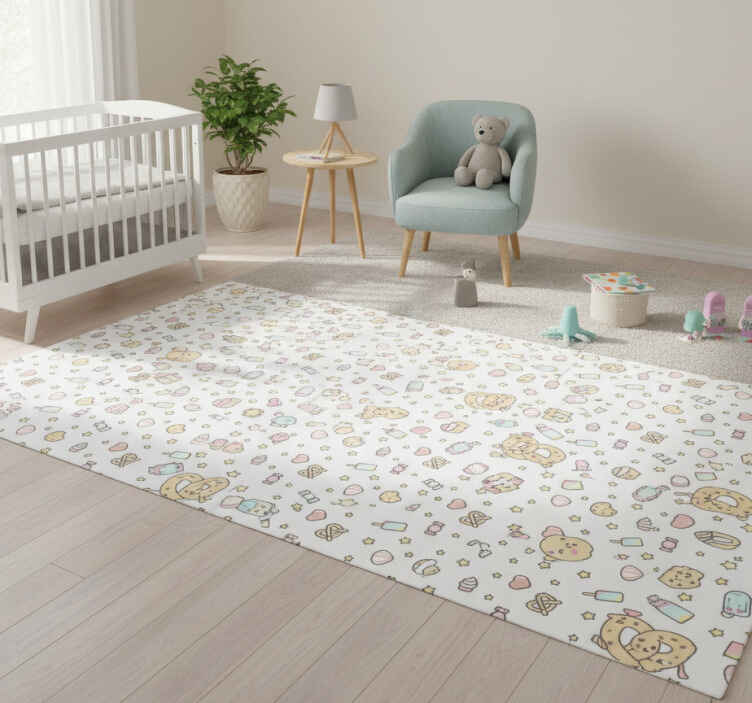 Cute babies snacks with face bedroom vinyl rug - TenStickers