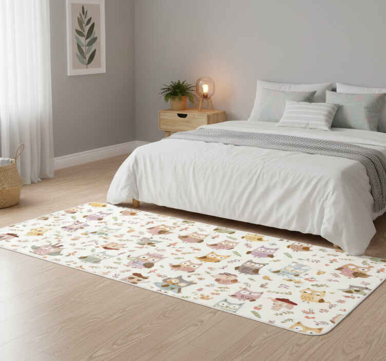 Cute design owls with jobs bedroom vinyl rug - TenStickers