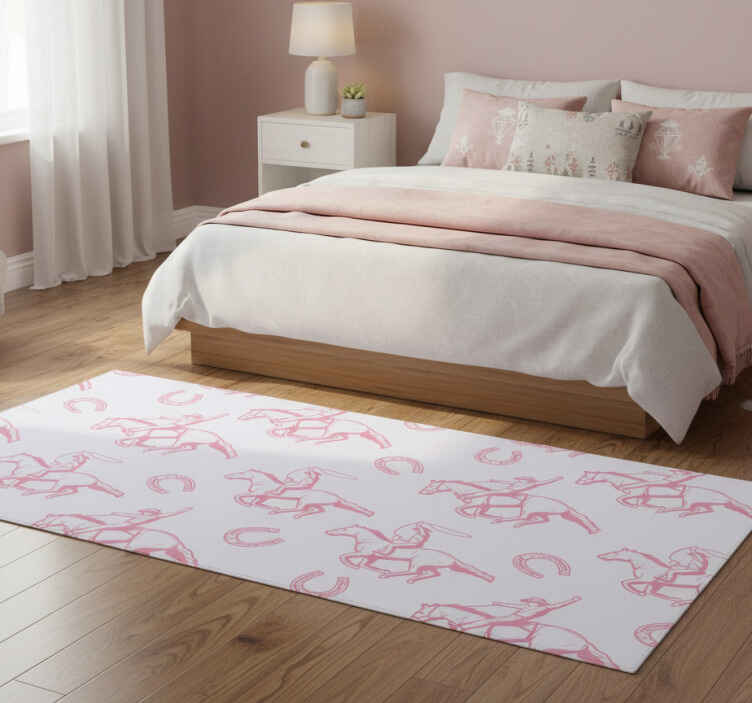 Bedroom vinyl rug with pink cowboy horse design - TenStickers