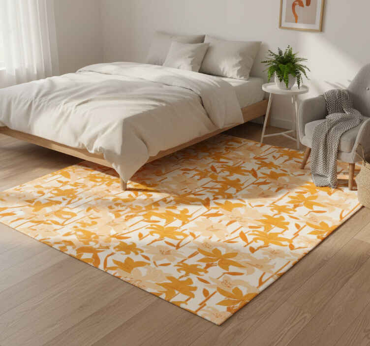Alfombra vinílica dormitorio flores naranjas pequeñas - TenVinilo