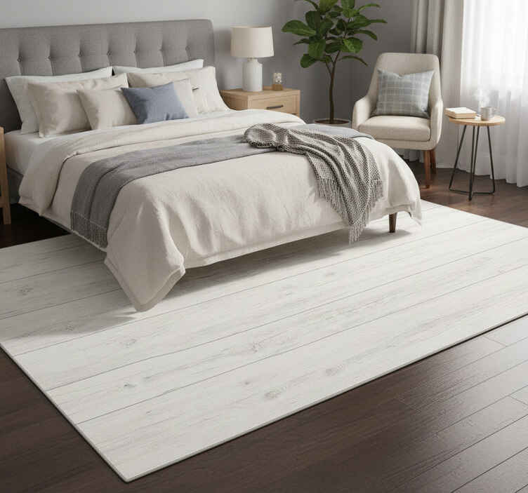 Grey wood bedroom vinyl rug - TenStickers