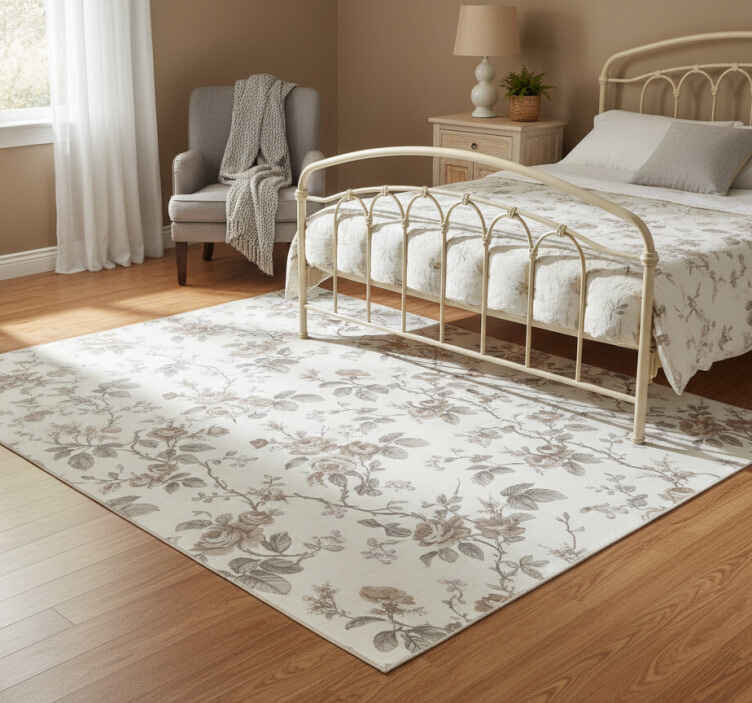 Alfombra vinílica dormitorio floral vintage francés - TenVinilo