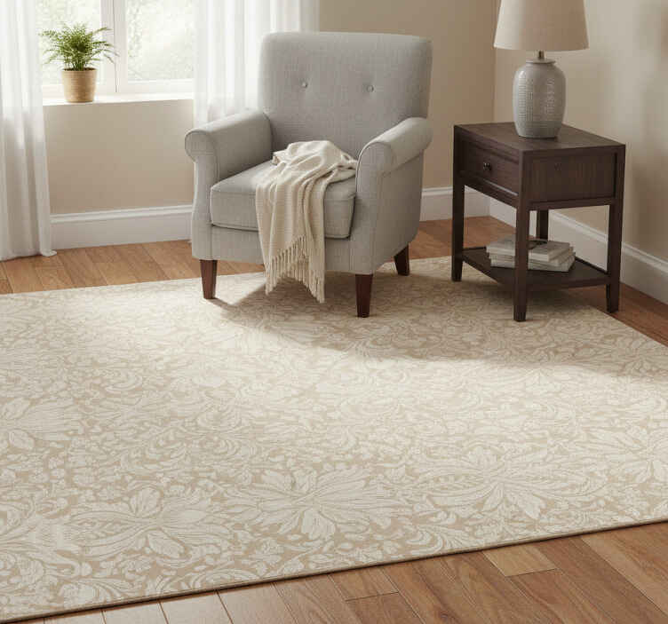 Vinyylimatto makuuhuoneeseen klassinen beige kukka - Tenstickers