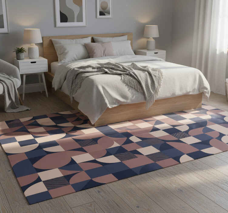 Bedroom vinyl rug with abstract purple geometric design - TenStickers