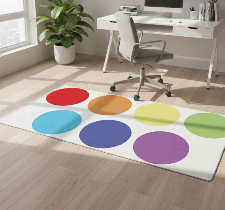 Tapete vinílico geométricas bolinhas grandes arco-íris - TenStickers