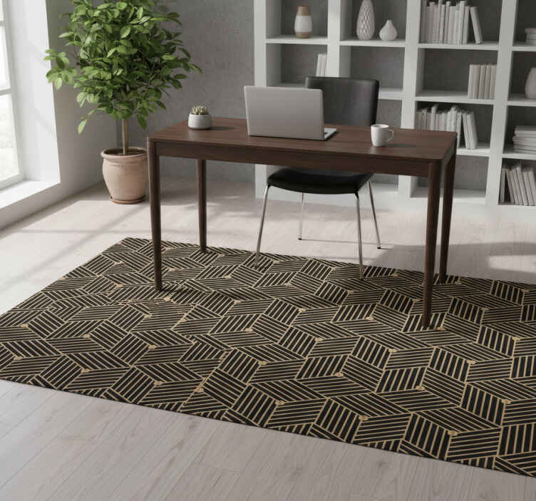 Tapete vinílico geométricas padrão decorativo dourado - TenStickers
