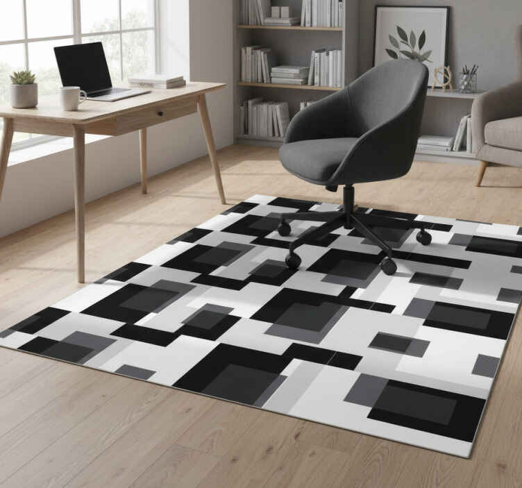 Tapete vinílico geométricas blocos em preto e branco - TenStickers